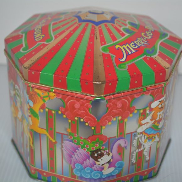 VTG M&M's Candy 1997 Merry-Go-Round Carousel Tin Canister #5 Christmas Village - Picture 3 of 10